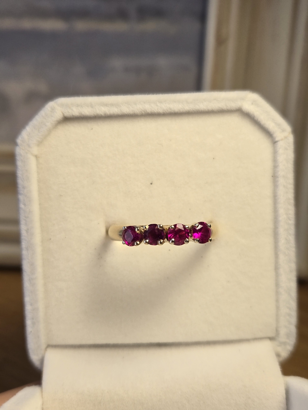 14k Yellow Gold And 4 Ruby Band - Picture 5 of 6